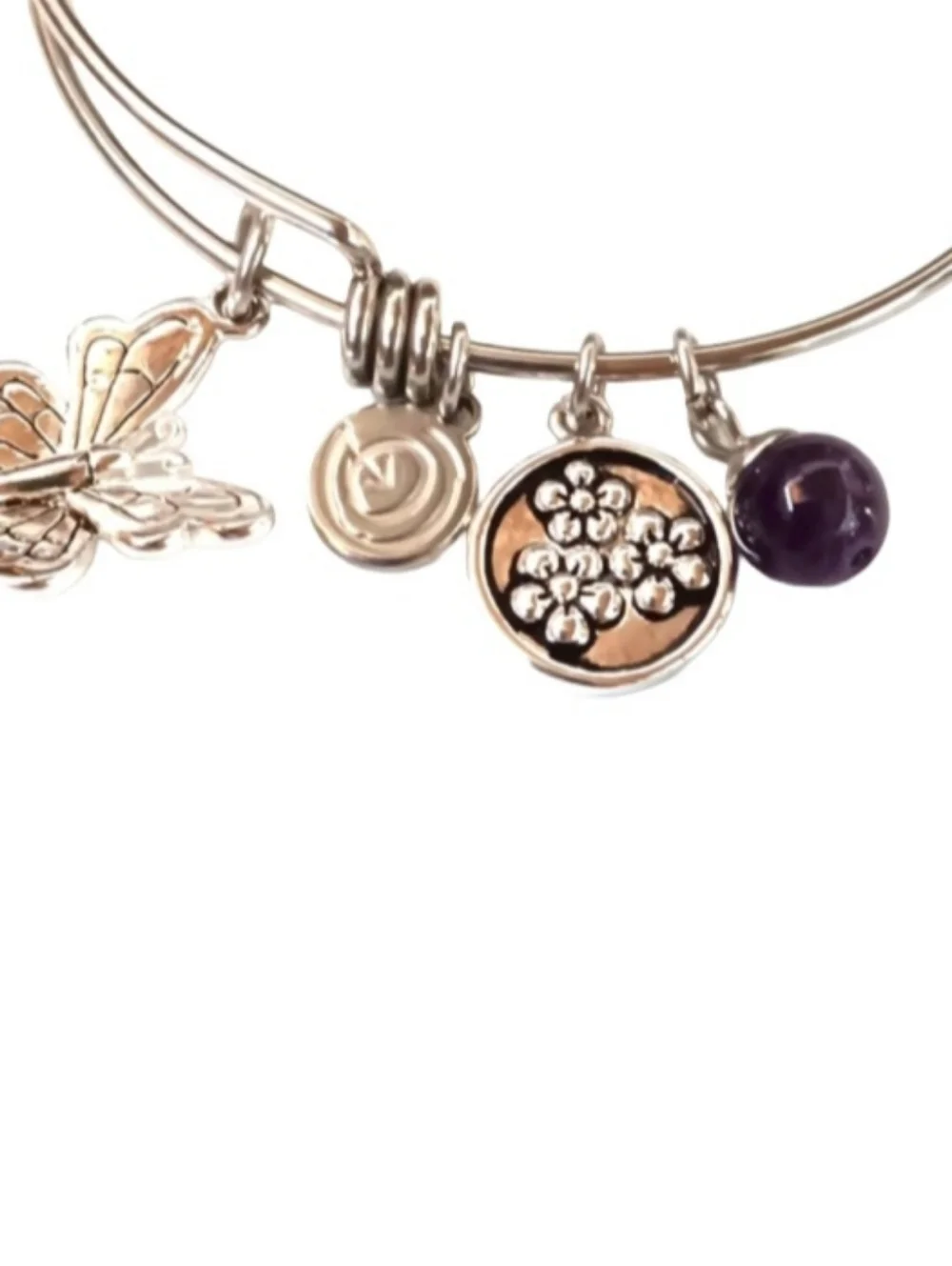 Love This Life Butterfly Charm Bangle Bracelet | EUC | Stainless Steel